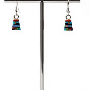Shirley Martinez Native Stamped Inlay Earrings 925